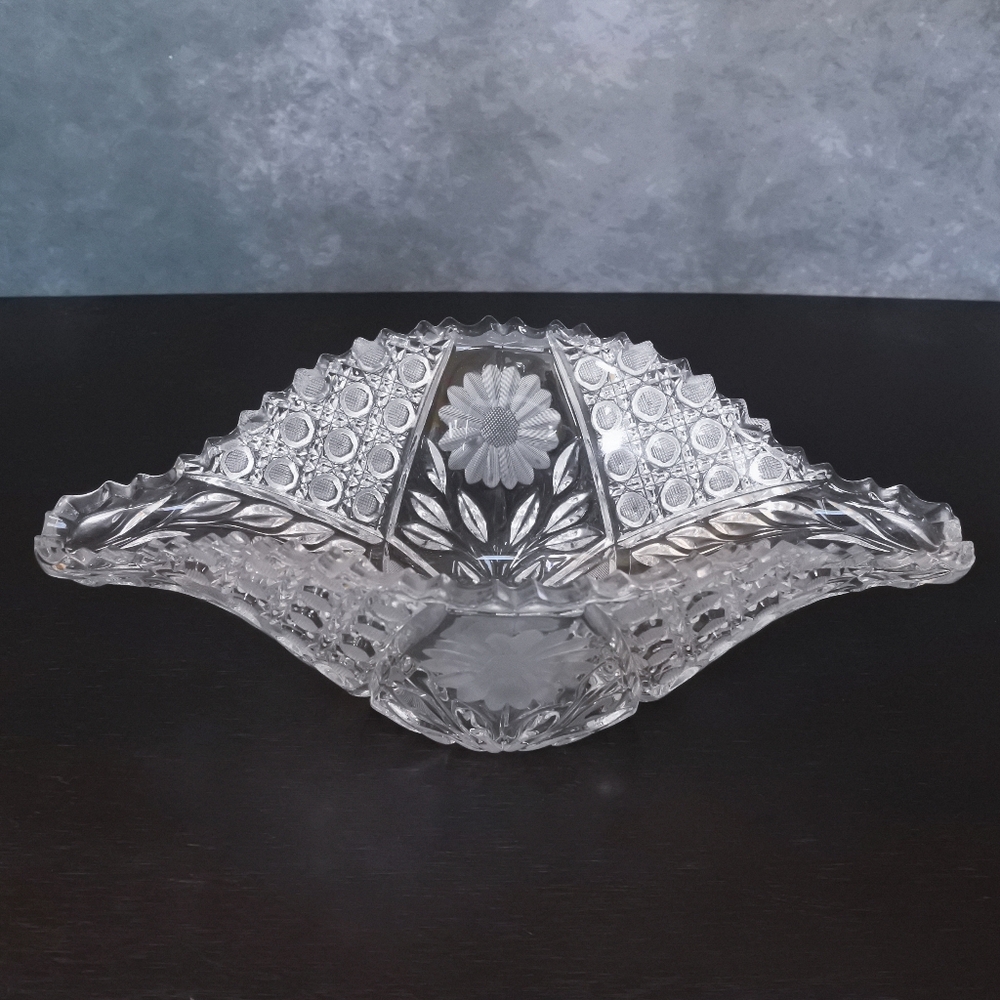 Antique McKee Innovation Glass Floral Orange Fruit Bowl